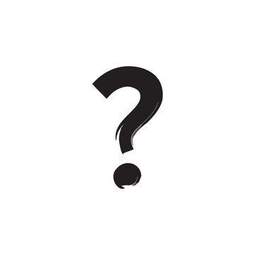 Black Hand Drawn  Question Mark Icon in brush style. question mark Ink symbol in a clean modern vector design. Use for help, inquiry, education, branding, UI/UX, websites. 