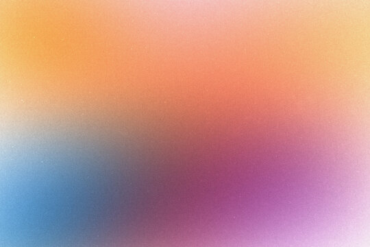 Bright Multicolor Abstract Gradient Background with Heavy Grainy Noise Texture and Smooth Sunset Orange, Magenta Pink and Sky Blue
