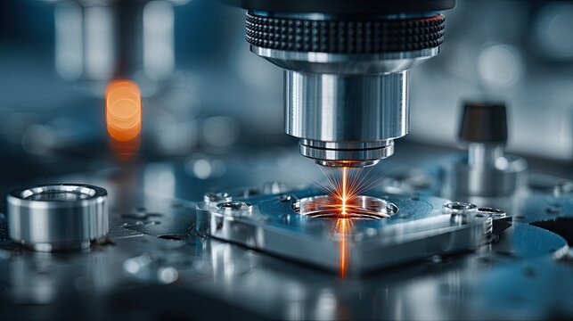 Professional shot of a research lab with blue laser beams, advanced physics and tech, sharp focus, high resolution science photography, 8k res. --