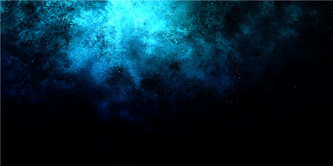 Obraz premium Abstract smoky textured background with glowing blue light on black backdrop, smoky effect with ethereal glow, deep space, cosmic dust, nebula effect, atmospheric particles, science concept.