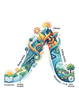 Story arc diagram showing narrative structure and plot development