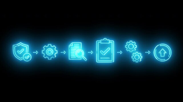 Business Task Management with Checklist, Automation, and Workflow Optimization Neon Icon