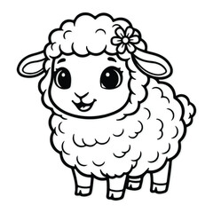 Fototapeta premium Cute animals Black and White Coloring Page Vector Illustration