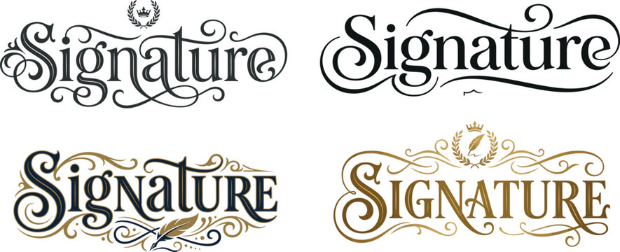 Elegant signature logo design with crown emblem. Luxury monogram typography for branding and corporate identity.