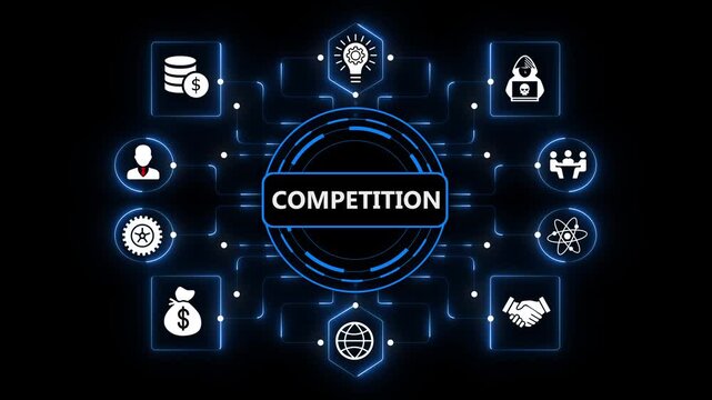 Competition Analytics Platform Featuring Intelligent Market Insights and Enterprise Strategy on Dark Blue Background