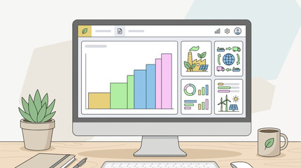 Fototapeta premium Sustainable Business Analytics Dashboard with Green Performance Charts