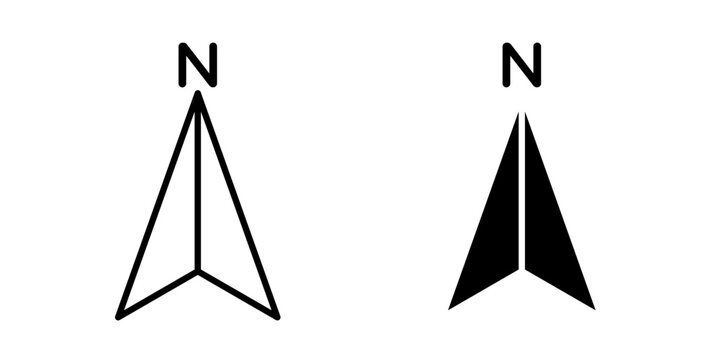 North Icon represents navigation, map direction, and geographic orientation with an editable outline vector illustration.