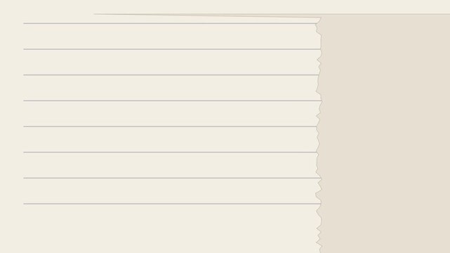 Minimalist lined paper texture with torn edge for creative backgrounds and digital projects animation 4k