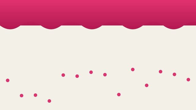 Minimalist pink scalloped border with floating dots motion animation 4k background, for creative projects