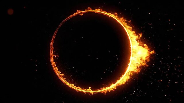 A glowing circular ring of intense fire burns against a dark background