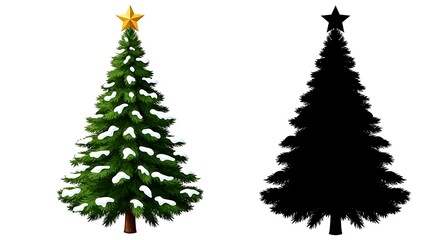 Obraz premium Christmas tree decorations with star topper and garland.