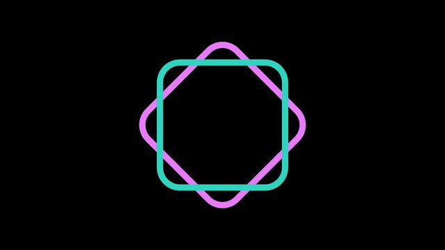 Neon pink and teal rounded square frames motion graphic