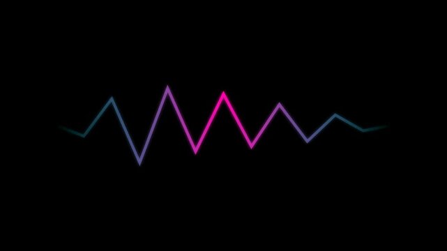 Neon glowing heartbeat pulse waveform motion graphic animation