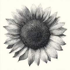Obraz premium Vintage sunflower illustration with detailed black ink engraving