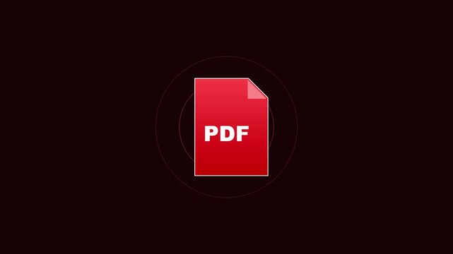 Pdf file animation with pulsing signal effect for digital document and business software interface 4k