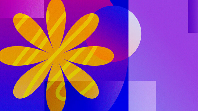 Vibrant Floral Abstract Design with Dynamic Geometric Shapes