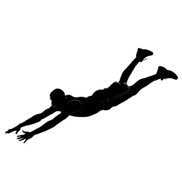 Basketball Player Diving Horizontally Silhouette Black on White Background Vector Illustration for Sports and Basketball Design