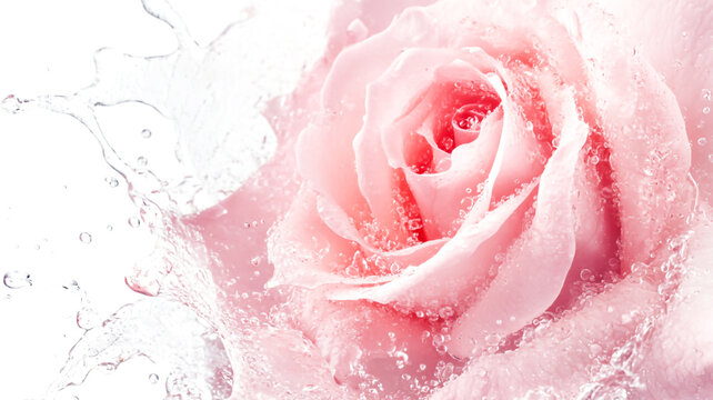 Beautiful soft pink rose flower head close up
