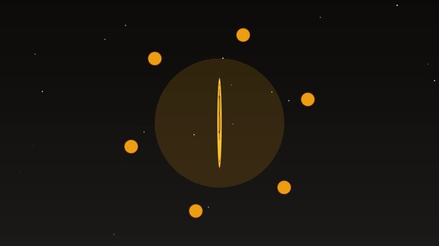 Rotating bitcoin gold coin animation with digital orbiting particles for cryptocurrency finance and blockchain technology 4k background