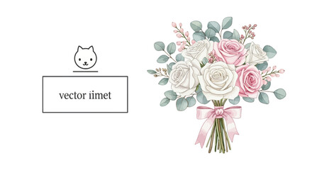 Elegant bouquet of white and pink roses with eucalyptus © nando