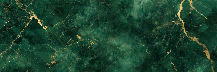 Luxury Emerald Green Marble Texture with Gold Veins Abstract Background © Meherun