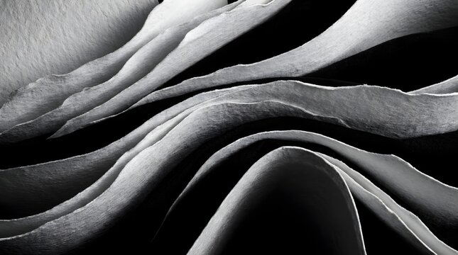 Abstract macro view of soft organic white petal curves and light shadows