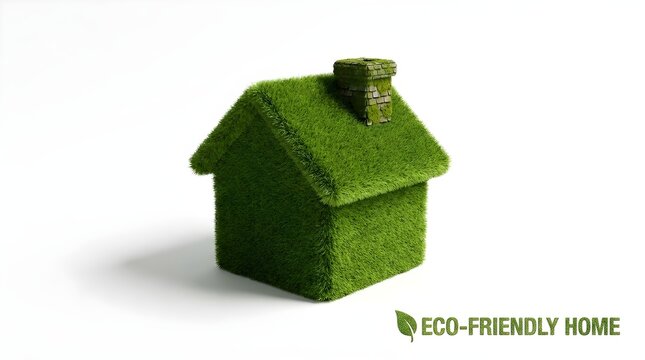 Eco friendly house model covered in green grass concept with sustainable
