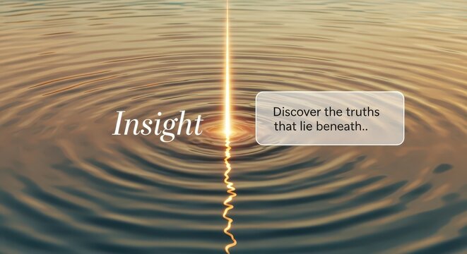Insight: Discover hidden truths beneath the surface of calm water with light beam, representing revelation and understanding.