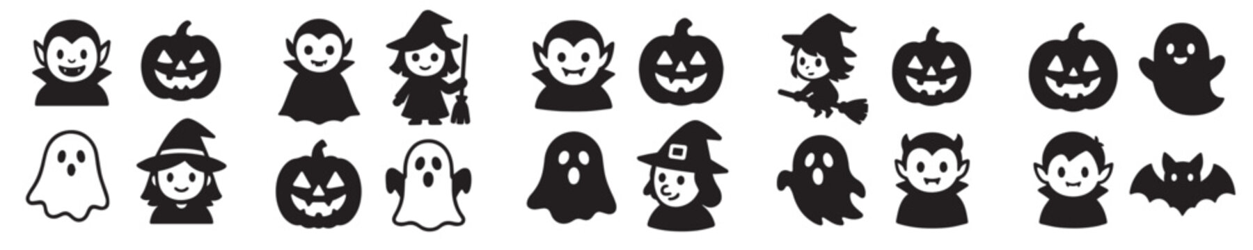 complete set of hellowen vectors with silhouette style