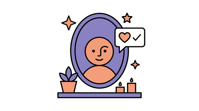 Self love and body positivity mirror illustration