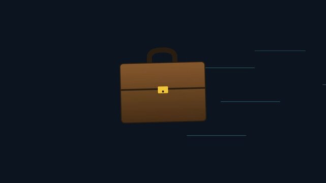 Animated briefcase moving fast: business success and career growth concept animation 4k motion speed