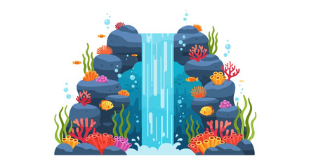 Vibrant coral reef with underwater waterfall and tropical fish © nando