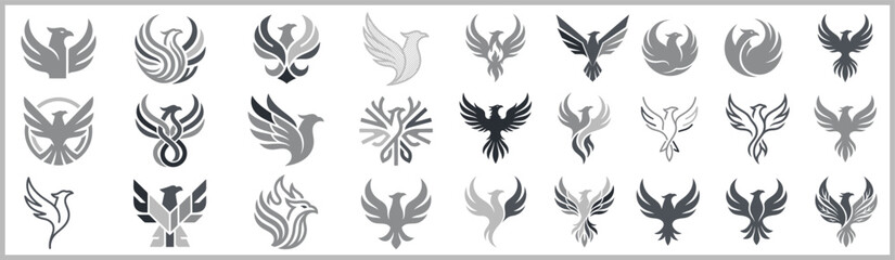 Fototapeta premium Logo. Phoenix. Emblems, Symbols, Designs.