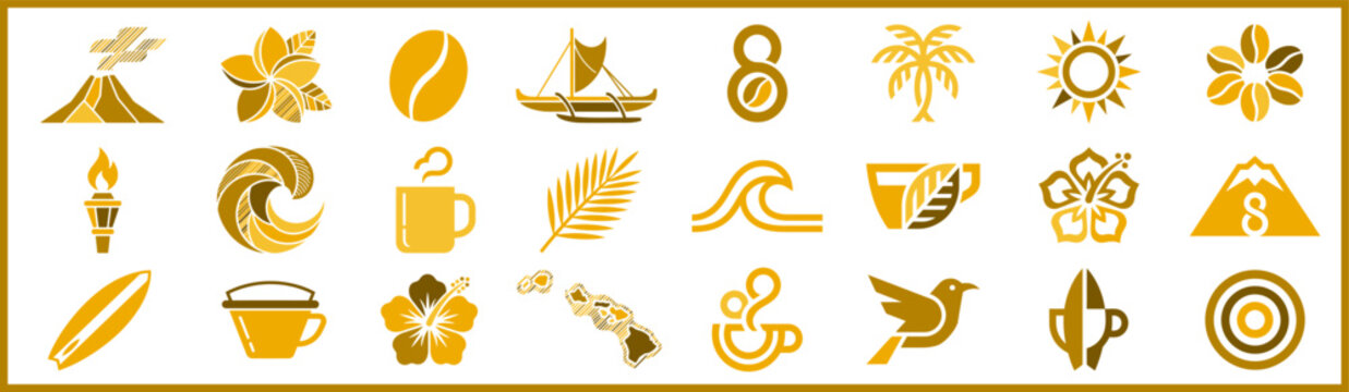 Vector. Hawaiian Symbols. Icons and Motifs.
