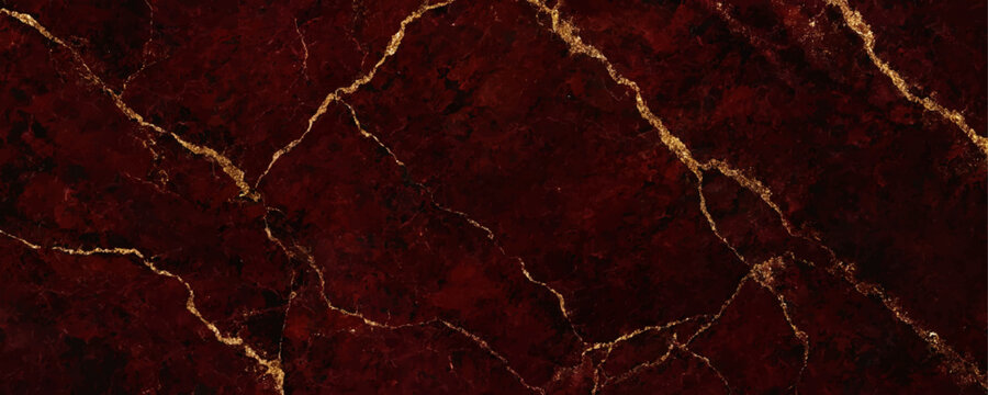 Luxury Dark Red Marble Texture with Elegant Gold Veins Background