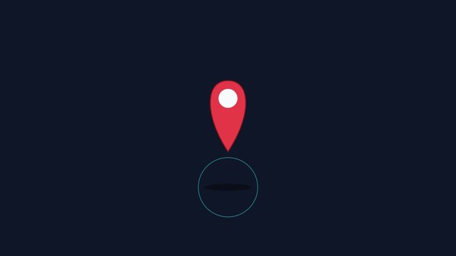 Animated map location pin with pulsing loading circle for navigation and gps tracking apps animation 4k