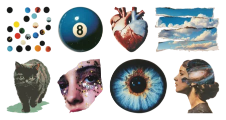 PNG Eclectic collage with surreal and cosmic elements, transparent background © Rawpixel.com