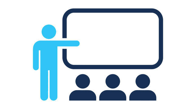 Teacher presentation icon with whiteboard and audience training vector illustration design