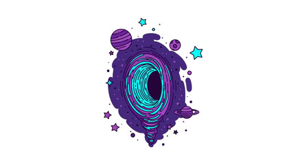 Cosmic wormhole with planets and stars in deep space © galu