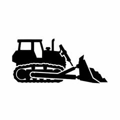 Black and white bulldozer silhouette illustration. © Dombo