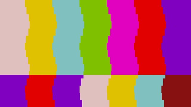Retro TV Color Bars Transitioning to Zigzag Pattern Background