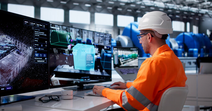 Young Engineer Monitors Real-time Industrial Data