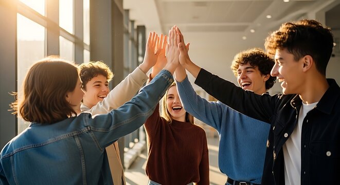 Group of people enjoying a team building exercise indoors.