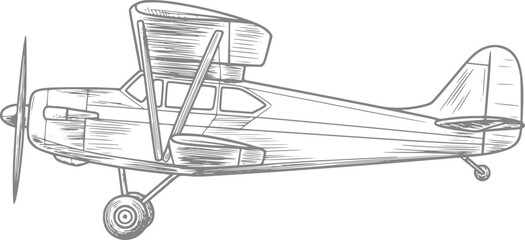 Vintage biplane classic aircraft © Vector_Mint
