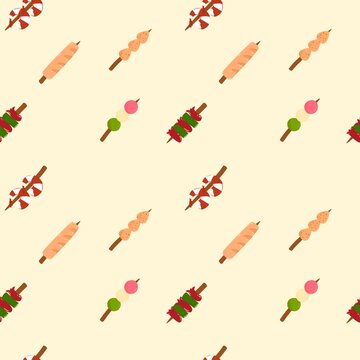 Skewer illustration seamless lattern design