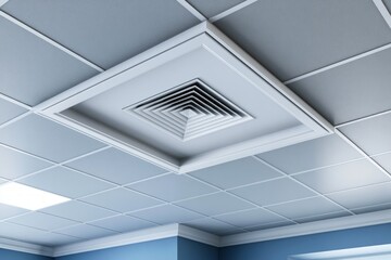 Obraz premium Flush Ceiling Access Hatch in Cleanroom Setting Featuring Modern Air Vent Design