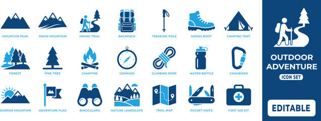 Outdoor Adventure and Hiking Icon Set © Artist.Habib