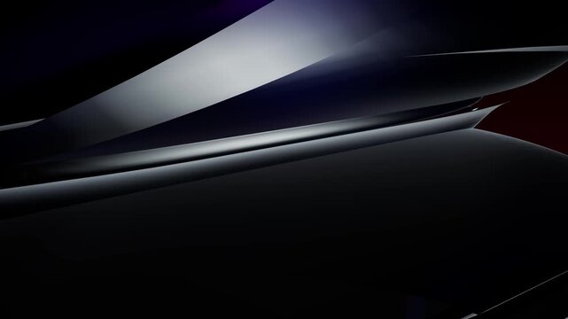 Abstract dark background with sharp geometric shapes and flowing silver lines for modern tech design