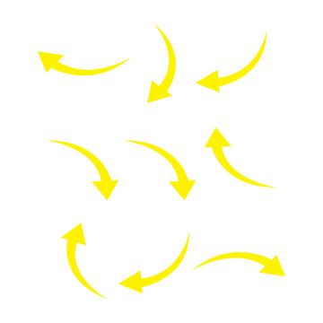 Arrows illustrate various directions and paths in this yellow graphic collection.