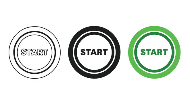 Start button vector icon set design - Clipart, Glyph and solid icon set, Flat Design Icon, line icon set, Flat Vector icon, icon, Editable stroke icon